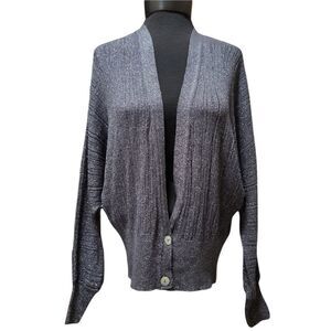 Zara Silver Metallic Knit Cardigan Medium NWT